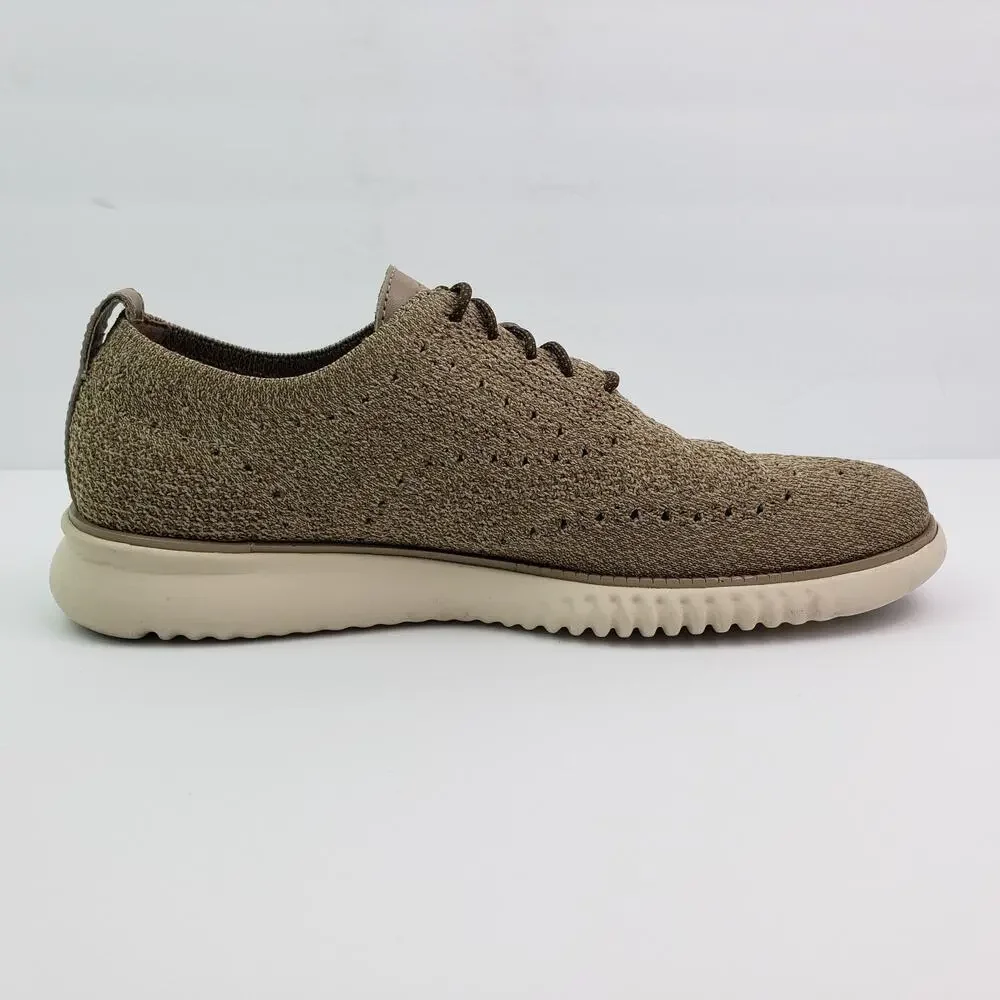 Cole Haan Grand OS Mens Size 8.5 Tan Brown Knit Formal Dress Sneaker Shoes C3544